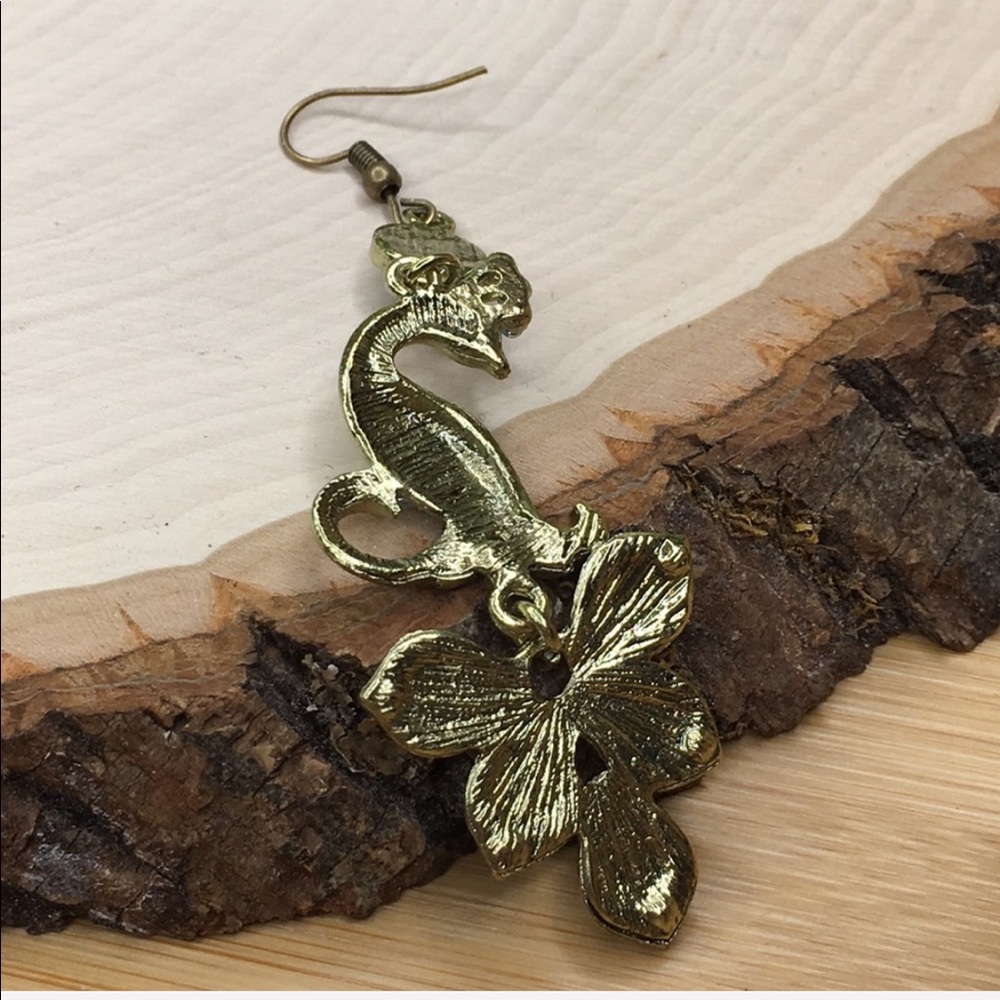 Peacock Earrings Blue And Bronze - Picture 6 of 6